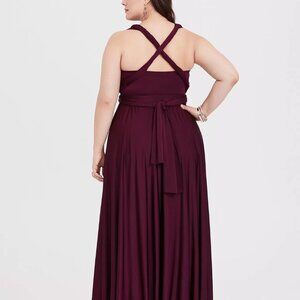 Torrid sz 1 Burgundy Red Convertible Maxi Dress Bridesmaid Wedding Guest Formal